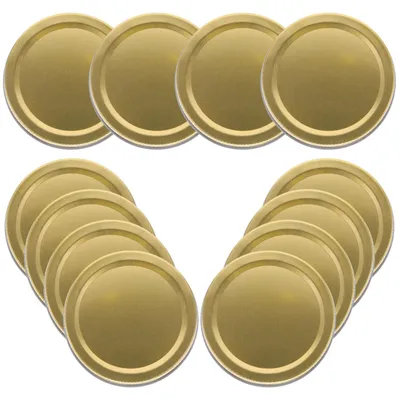 Einmachdeckel 12 Stück, gold, 86 mm, Blech, wiederverwendbar