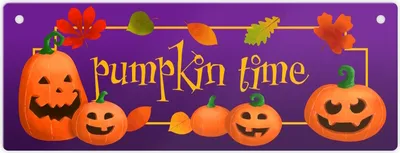 Produktbild von pumpkin time Metallschild mit lustigen Kürbisgesichtern