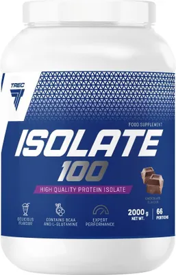 Produktbild von Trec Nutrition - ISOLATE 100 2000g JAR CHOCOLATE - CFM Molkeproteinisolat, Aminosäuren, Ideal für morgens und nach dem Training
