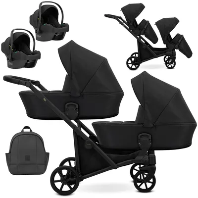 Immagine prodotto di Kunert BRAV DUO 3 in 1 passeggino doppio con 2x seggiolini auto Cosmo in nero