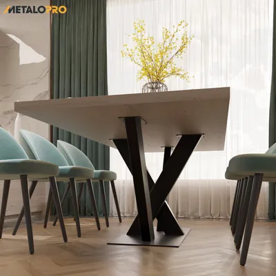 Zdjęcie produktu dla MetaloPro Mikado metalowa czarna noga stołowa, centralna podstawa stołowa, do blatów o wadze do 150 kg, stół jadalniany, stolik konferencyjny, stolik do salonu, industrialny nowoczesny salon