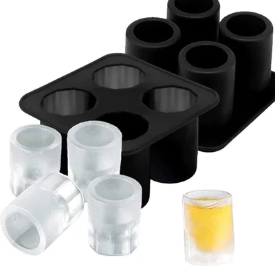 Produktbild von 2 Stücke Schnapsglas-Form aus Silikon für Harz und gefrorenes Whiskyglas, Eiswürfelschale, 9 cm x 9 cm, essbare Tassenformen, Eisbecherformen, geriffelte Kuchenbackformen