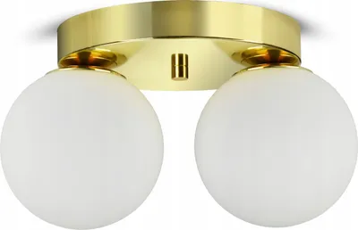 Produktbild von LUXOLAR - Led Deckenleuchte 2 flammig - Deckenlampe Weiß Gold 15 W, G9 - Lampe für wohnzimmer, Weiß Glas Kugeln