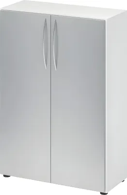 Zdjęcie produktu dla Szafka z drzwiami skrzydłowymi 450, 1144 x 800 x 346 mm, 2 półki, biały/srebrny