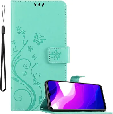 Immagine prodotto di Cadorabo cover per Xiaomi Mi 10 LITE in TURCHESE FLOREALE Cover protettiva in design floreale con chiusura magnetica, funzione stand e slot per carte Flip Case Flower Cover Etui Handy Klapp Hülle Book Tasche