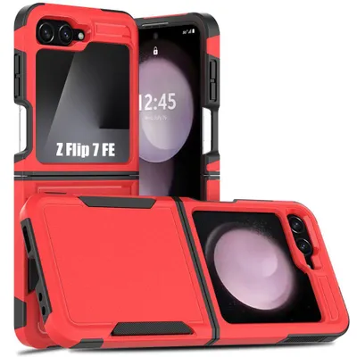 Image de Coque pour Samsung Galaxy Z Flip 7 FE, Protection Antichoc Anti-Rayures Robuste - Rouge
