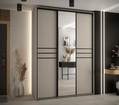 Obrázok produktu pre Šatníková skriňa INDIRA 11 - 180/45 cm, kašmír / čierna