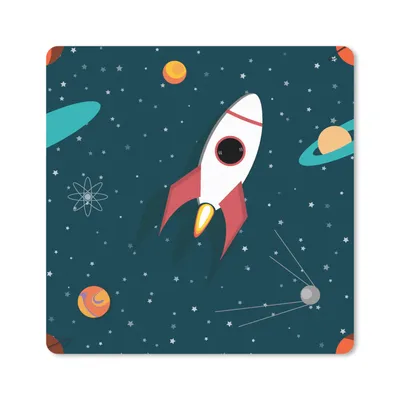 Produktbild von MuchoWow® Mauspad Mousepad Rakete - Weltraum - Kinder - Design 20x20 cm - Mousepads - Maus Mat - Pad - Mausunterlage - Desk Mat - Bureauartikeln