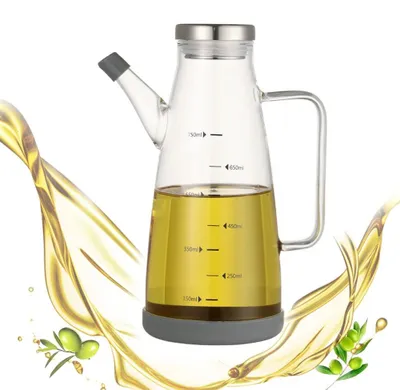 Ölflasche aus Borosilikatglas, 800 ml, auslaufsicher, mit Silikonboden