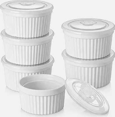 Produktbild von 6er Set Weiße Porzellan Kokotten 240ml Keramik Förmchen