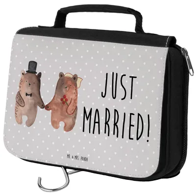 Produktbild von Mr. & Mrs. Panda badtasche Bär Heirat - Grau Pastell - Geschenk, kosmetiktäschchen, Verheiratet Heirate Hochzeit Hochzeitsgeschenk Hochzeitspaar, Kulturbeutel, Teddy