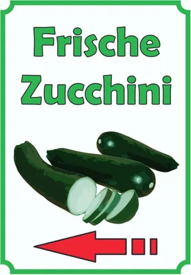 Produktbild von Frische Zucchini Schild Hochkant mit Pfeil links A3 (297x420mm)