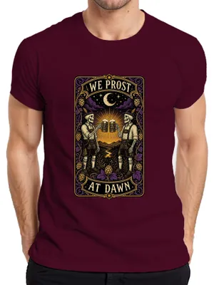 Produktbild von We Prost At Dawn Skelette Lederhosen Bier Trachtenshirt Dirndl Herren T-Shirt, Burgundy, L