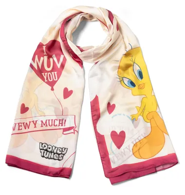 Immagine prodotto di Foulard Donna Braccialini Tweety Beige – Stampa Looney Tunes 180x90 cm