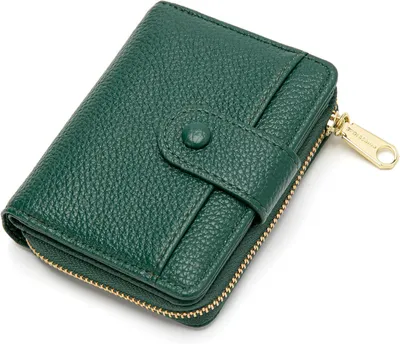 Produktbild von Kleine Damen Geldbörse aus Kunstleder mit Reißverschluss, Portemonnaie Damen mit Münzfach, Kartenfächern, Ausweisfach, Slim Wallet
