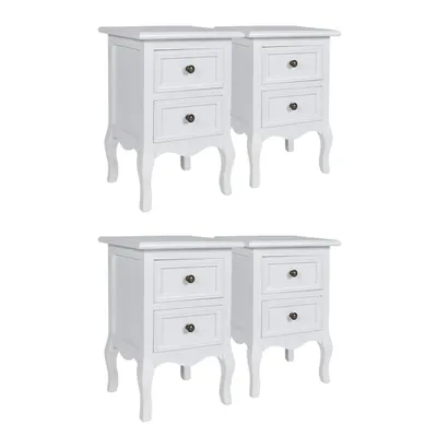 Image de Tables de chevet 4 pcs avec 2 tiroirs MDF Blanc