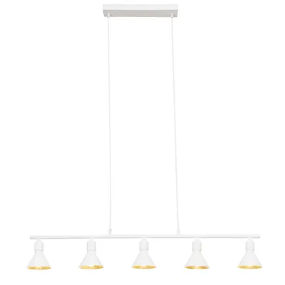 Produktbild von Brilliant Pendelleuchte Aztekas Weiß Gold 155cm max. 5 x 28W E14 ohne Leuchtmittel kürzbar