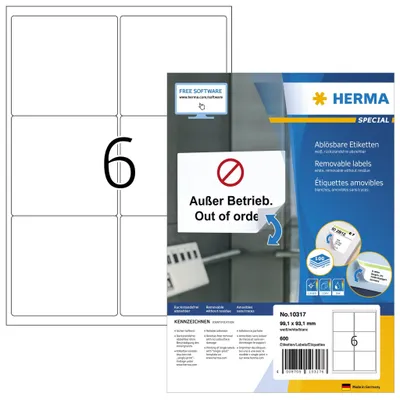 Produktbild von Adressetiketten A4 weiß 99,1x93,1 mm repositionierbar Papier matt blickdicht 600 St.
