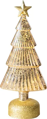 Image de Arbre MagicHome Noël, verre, 10xLED blanc chaud, 12x8x29 cm, 3xAAA