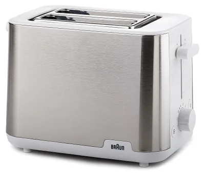 Produktbild von Braun HT 1510, 2 Scheibe(n), Edelstahl, Weiß, Kunststoff, Edelstahl, 900 W, 188 mm, 318 mm