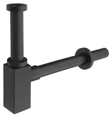 Produktbild von Waschbecken-Siphon 5/4" Durchmesser 32mm, eckig, schwarz matt