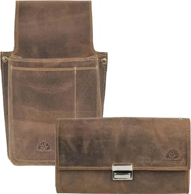 Produktbild von Greenburry Profi Kellnerset Kellnergeldbörse Kellnerbörse Kellnergeldbeutel mit Holster Kellnertasche braun