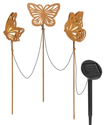 Produktbild von Näve Leuchten Solar-/Dekoerdspieß "BUTTERFLY" H: 52cm Solar-/Dekoerdspieß "BUTTERFLY" H: 52cm Solar-/Dekoerdspieß "BUTTERFLY" H: 52cm, Lampe für den Außenbereich im Romantik-Style, aus Metall und Kunststoff in braun, 10 x 3 x 52 cm, mit Diode – mit Schiebeschalter