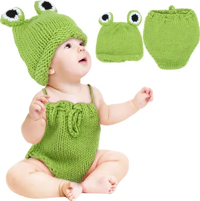 Produktbild von Neugeborenen-Baby-Mütze, Hose, Foto-Fotografie-Requisite, Hüte, Outfits für 0–6 Monate alt, BabyGreen