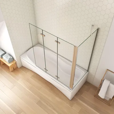 Produktbild von AICA 130cmx140cm Badewannenaufsatz 6mm NANO ESG-glas mit 80cm Seitenwand 3-teilig Faltwand Badewannenfaltwand Badewanne Duschabtrennung Duschwand für Badewanne