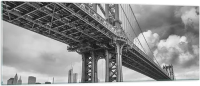 Produktbild von Bilder auf glas - Einteilig - Manhattan Brücke Schwarzweiß - 140x50cm - Glasbilder - Wandbilder - Bilder - Wanddekoration aus Glas - Glas Bilder - Wandbild auf Glas - GAB140x50-4156