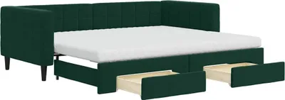 Productafbeelding van vidaXL Dagbed uitklapbaar met lades, donkergroen, 90x200 cm, fluweel