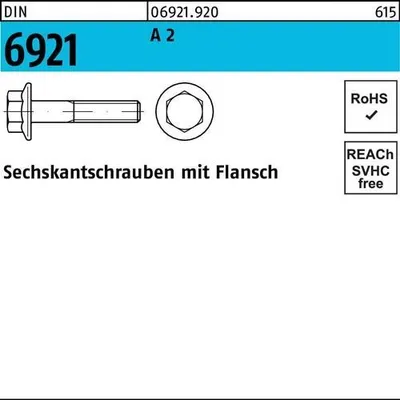 Produktbild von Reyher  6kt.schr. mit Flansch DIN 6921 A 2 M 6 x 40 (200 Stück)