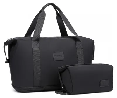 Produktbild von Schwarze Handgepäcktasche für Damen, 40 x 30 x 20 cm, mit Kosmetiktasche – Brugia BK