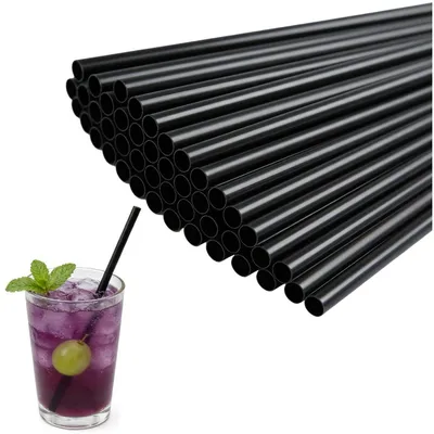 Produktbild von Wiederverwendbare Trinkhalme Schwarz 100 Stück 26 cm PP-Material
