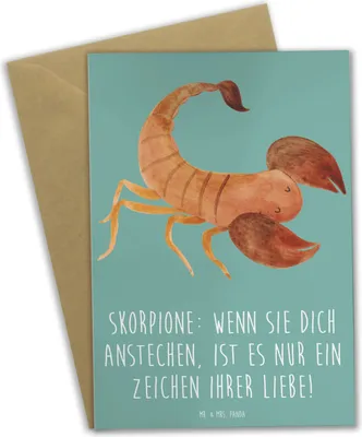 Produktbild von Mr. & Mrs. Panda Glückwunschkarte Skorpion Liebe - Meeresbrise - Geschenk, Tierkreiszeichen, Sternzeichen, einladungskarten, babykarte, Geschenke Astrologie, Horoskop