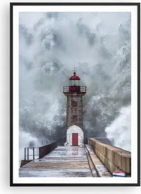 Produktbild von Gerahmtes Poster - Schwarzer Rahmen - Laterne Meer Sturm - 70x100 cm - Wand Bild - Wanddeko - Wandbilder - Kunstposter - Wandposter - Bilderrahmen - Bilder - Kunstdruck - P2BPA70x100-5003