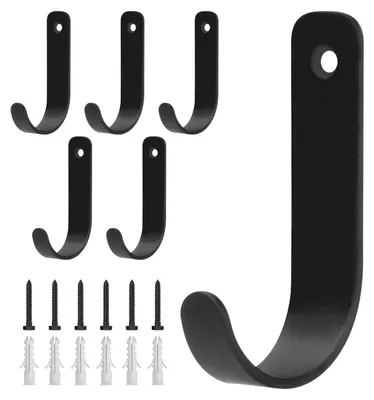 6 Kleiderhaken, Wandhaken, schwarz, für Jacken & Mäntel
