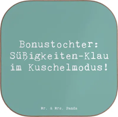 Produktbild von Mr. & Mrs. Panda Tassen Untersetzer Spruch Bonustochter Überraschungen - Meeresbrise - Geschenk, bieruntersetzer, Tassenuntersetzer, für Gläser, Patchworkfamilie, Lächeln