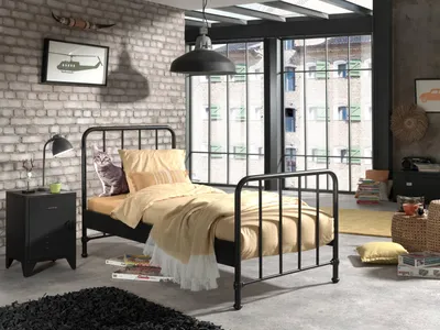 Produktbild von Vipack BRONXX Metallbett im coolen Look Schwarz matt, Liegefläche 90 x 200 cm