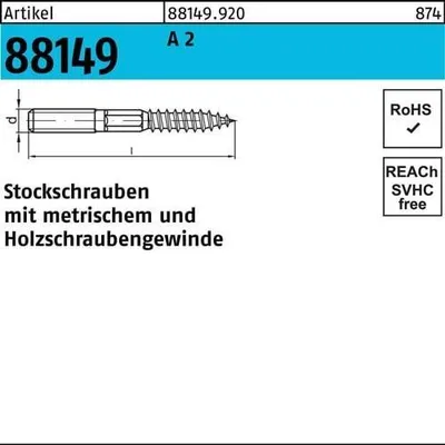 Produktbild von Stockschraube R 88149 Typ 23 E M6x 120 A 2 100 Stück