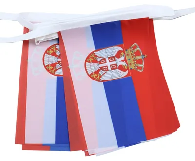 Wimpelkette Serbien 12 m, 20 Flaggen, Polyester, 45x30 cm
