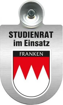 Produktbild von Einsatzschild mit Saugnapf - Studienrat im Einsatz - incl. Regionenwappen nach Wahl 393877 Color - Region Franken