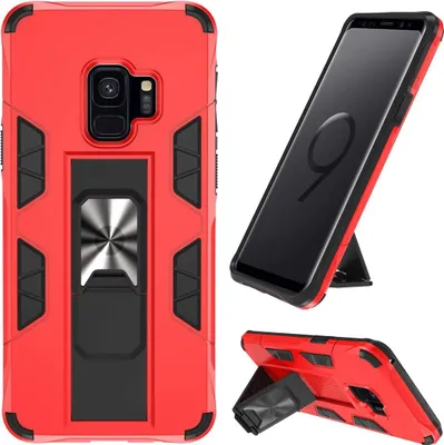 Produktbild von Hülle für Samsung Galaxy S9, rote Rückseite, solide, stabil, mit Ständer