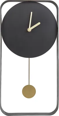 Produktbild von BELIANI Wanduhr Schwarz u. Gold Metall Rechteckig mit Pendel Zeigern Batteriebetrieben ohne Zahlen Indizes Sekundenzähler Modernes Design Pendeluhr
