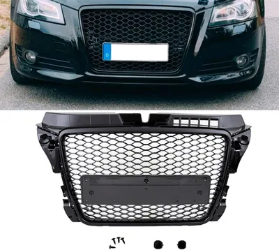 Produktbild von Kühlergrill Wabengrill für PDC Schwarz Glanz passt für Audi A3 8P Facelift 08-13 nicht RS3