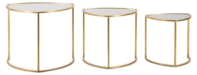 Image de Mauro Ferretti table d'appoint Triangle set de 3 Ø 60x50-50x45-40x40 cm or