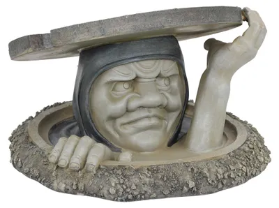 Gartenfigur Bewohner unter der Erde, groß, grau, 44,5 cm