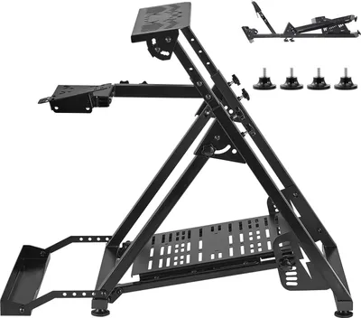 Zdjęcie produktu dla Stojak na kierownicę SucceBuy, regulowany na wysokość i składany stojak na symulator do kokpitu do gier Logitech G923 G920 G29 G27, Thrustmaster T300RS TX F458 T500RS T3PA-PRO (F1/GT), bez symulatora pedałów