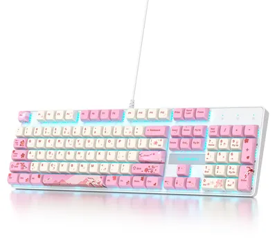 Imagen del producto de Teclado mecánico con cable, tamaño completo, retroiluminación RGB, interruptores rojos