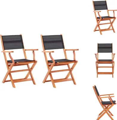 Image de vidaXL Chaises de jardin 2 pcs. Pliable Bois Massif Eucalyptus & Textilène - Chaises de jardin